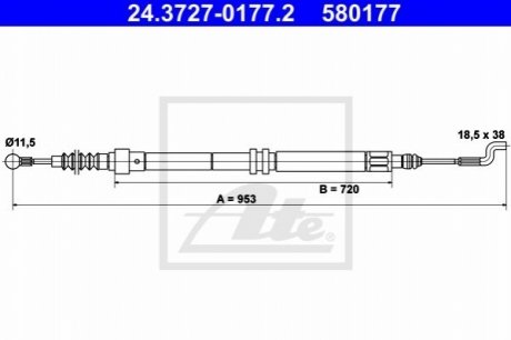 Трос, стояночная тормозная система ATE 24.3727-0177.2 (фото 1)