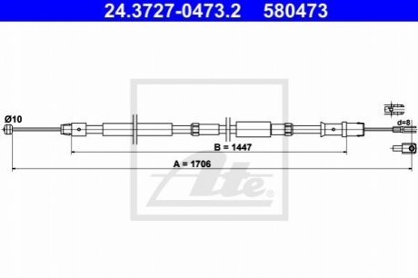 Трос, стояночная тормозная система ATE 24.3727-0473.2 (фото 1)