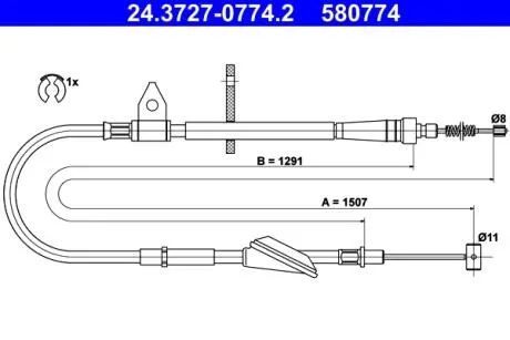 Трос ручника ATE 24.3727-0774.2
