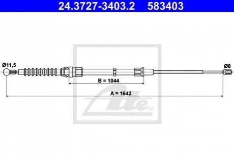 Трос, стоянкова гальмівна система ATE 24.3727-3403.2 (фото 1)
