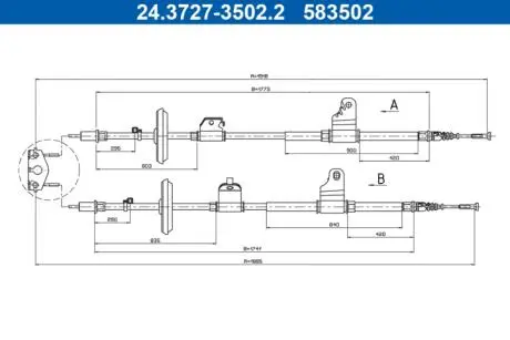 Трос ручника ATE 24.3727-3502.2