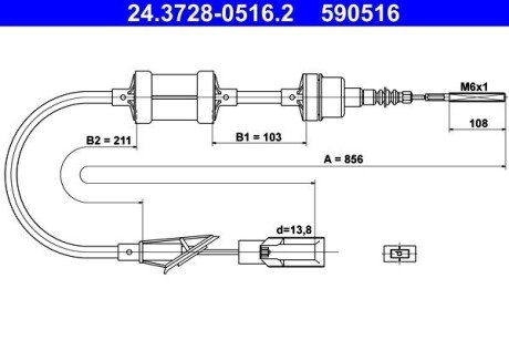 Трос, управління зчепленням ATE 24.3728-0516.2