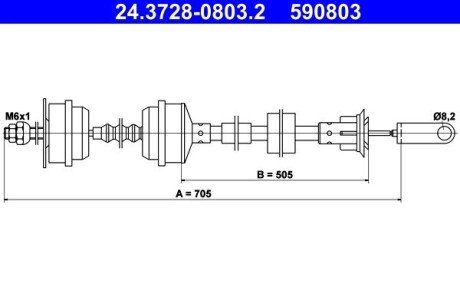 Трос, управление сцеплением ATE 24.3728-0803.2