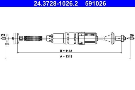 Трос, управління зчепленням ATE 24.3728-1026.2