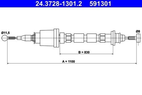 Трос, управление сцеплением ATE 24.3728-1301.2