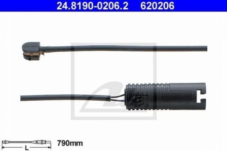 Сигнализатор, износ тормозных колодок ATE 24.8190-0206.2 (фото 1)