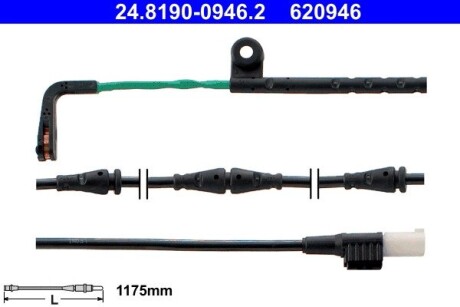 Сигналізатор, знесення гальмівних колодок ATE 24.8190-0946.2