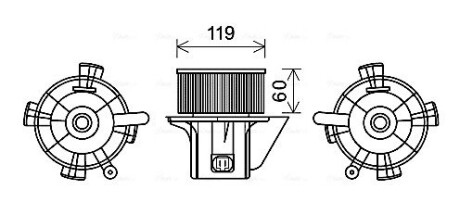 Вентилятор обігрівача салону Citroen C4 (04-11), Peugeot 307 (00-08) AC+ (AVA QUALITY COOLING CN8299