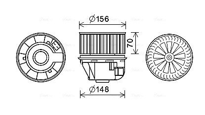 Вентилятор обігрівача салону Ford Focus (04-12), C-MAX (07-10) AVA AVA QUALITY COOLING FD8612