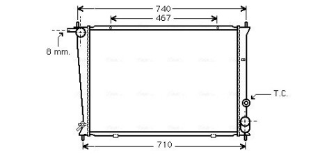 Радіатор охолодження двигуна Hyundai H100 H-1 2,5D 00>04, 04>07 MT AC+/- AVA QUALITY COOLING HYA2049 (фото 1)