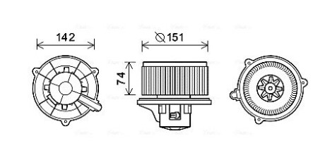 Вентилятор обігрівача салону Kia Rio (00-05) 1.3i 1.5i AVA AVA QUALITY COOLING KA8224