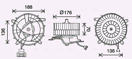 Вентилятор обогревателя Mercedes-Benz S-class (W220) (98-05) AVA QUALITY COOLING MS8689