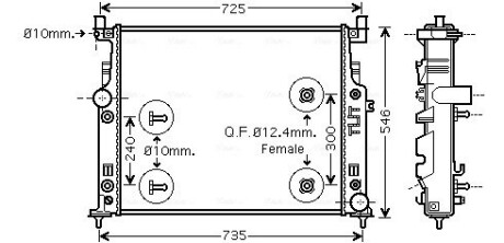 Радіатор, охолодження двигуна AVA QUALITY COOLING MSA2436