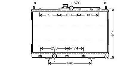 Радіатор охолодження mitsubishi outlander (cu2, 5w) (03-) (аналог mtа2183) (ava) AVA QUALITY COOLING MT2183