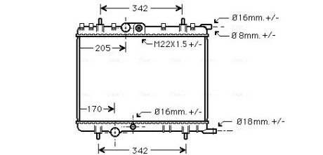 Радіатор, охолодження двигуна AVA QUALITY COOLING PE2300