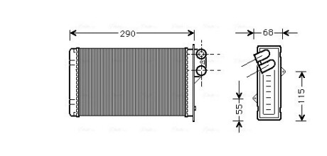 Радиатор обогревателя p405/p406 all mt/at 87-99 (ava) AVA QUALITY COOLING PE6100