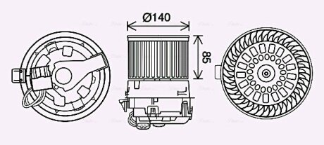 Вентилятор обігрівача салону Citroen C3 (16-)/Peugeot 2008 (13-) AVA AVA QUALITY COOLING PE8558