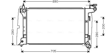 Радиатор охлаждения двигателя Toyota Corolla 1,6i 01>07 AVA AVA QUALITY COOLING TOA2290 (фото 1)