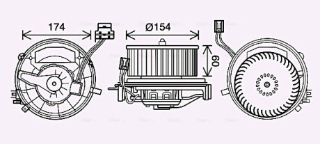 Вентилятор обігрівача салону VW Golf VII (13-) 1.4TSi 1.2TSi 2.0TDi 1.6TDi 1.6i (AVA QUALITY COOLING VN8399