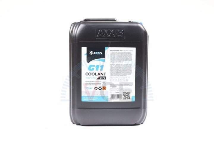 Антифриз blue g11 сoolant ready-mix -36°c (синій) (каністра 10кг) AXXIS AX-P999-G11B RDM10 (фото 1)