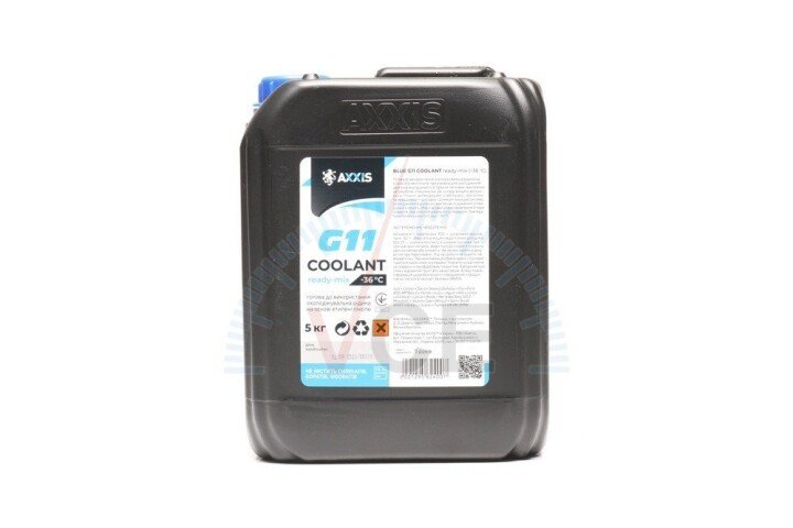 Антифриз blue g11 сoolant ready-mix -36°c (синій) (каністра 5кг) AXXIS AX-P999-G11B RDM5 (фото 1)