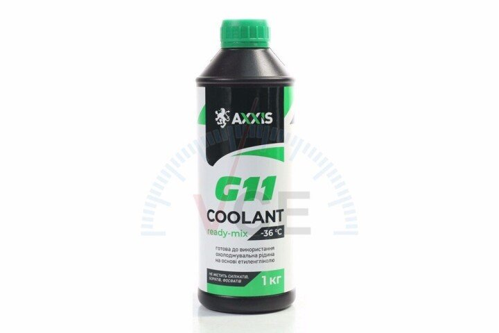 Антифриз green g11 сoolant ready-mix -36°c (зелений) (каністра 1кг) AXXIS AX-P999-G11GR RDM1 (фото 1)