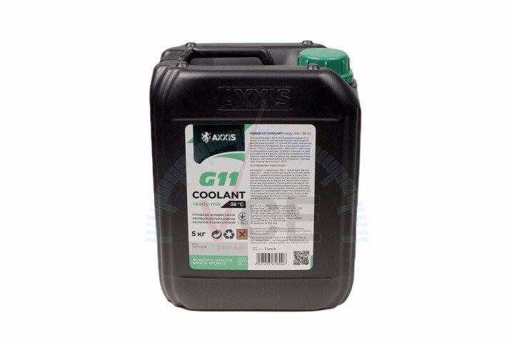 Антифриз green g11 сoolant ready-mix -36°c (зелений) (каністра 5кг) AXXIS AX-P999-G11GR RDM5 (фото 1)