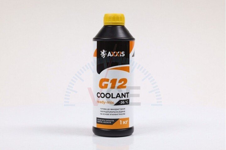 Антифриз yellow g12 сoolant ready-mix -36°C (жовтий) (каністра 1кг) AXXIS AX-P999-G11YE RDM1 (фото 1)