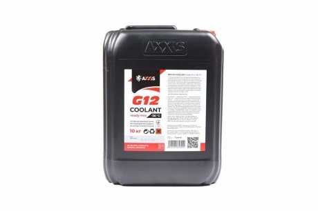 Антифриз red g12+ сoolant ready-mix -36°C (красный) (канистра 10кг) AXXIS AX-P999-G12R RDM10 (фото 1)