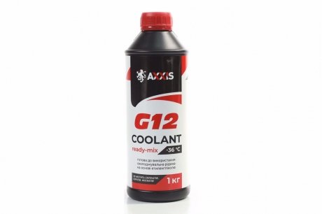 Антифриз red g12 сoolant ready-mix -36°C (червоний) (каністра 1кг) AXXIS AX-P999-G12R RDM1