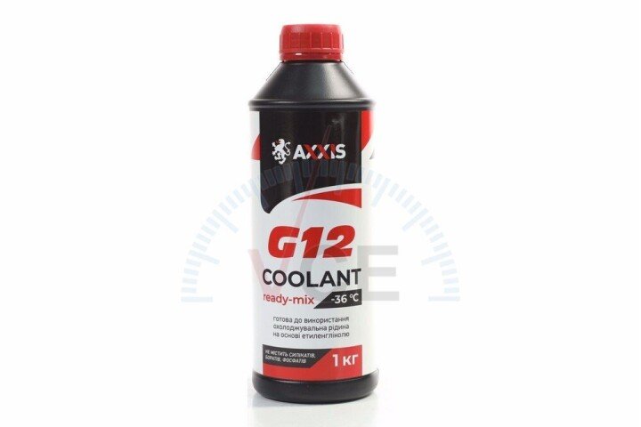 Антифриз red g12 сoolant ready-mix -36°C (червоний) (каністра 1кг) AXXIS AX-P999-G12R RDM1 (фото 1)