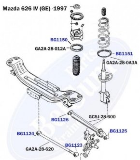 Сайлентблок важеля (заднього/ззовні) Mazda 626 92-97 (31.5x14x41/31) Belgum BG1123 (фото 1)