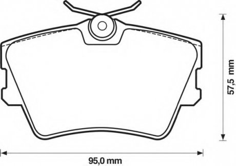 Тормозные колодки задние (16.2мм) (система trw) vw t4 90-03 (15") BENDIX 571875B (фото 1)