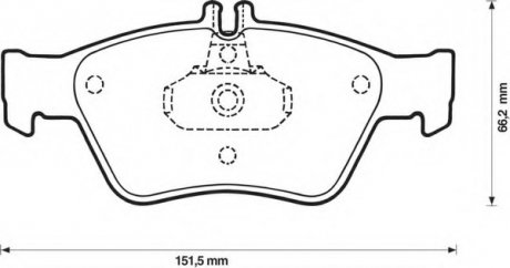 Тормозные колодки передние (19 мм) (система ate) mb w202/208/210 2.0-6.0 92-04 BENDIX 571877B (фото 1)