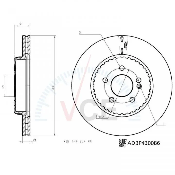 Диск тормозной (задний) Blue Print ADBP430086 (фото 1)