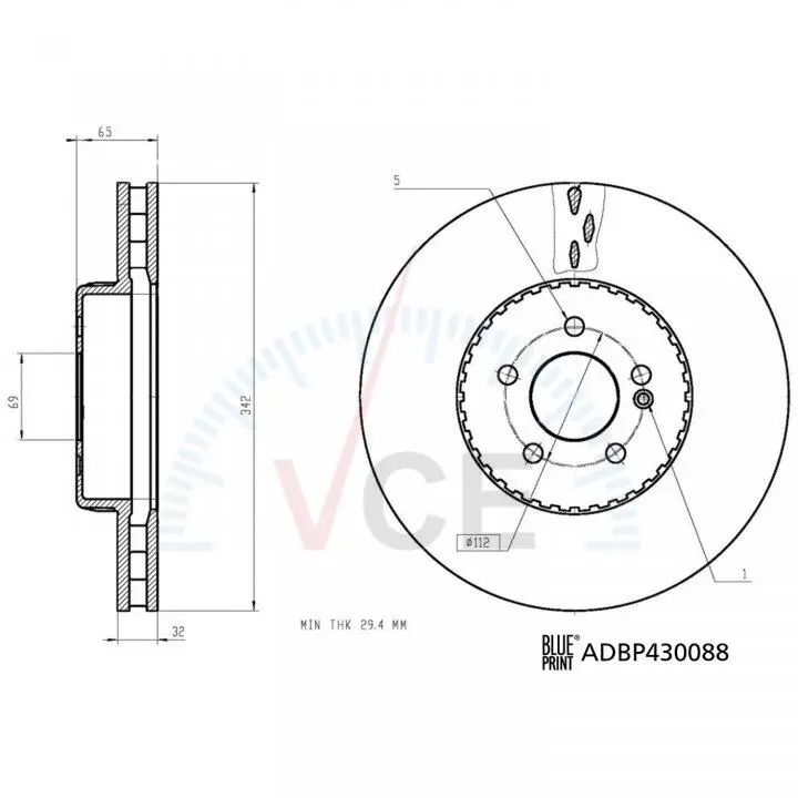 Фото 1 - Диск тормозной (передний) Blue Print ADBP430088 Диск тормозной (передний) Blue Print ADBP430088 (фото 1)