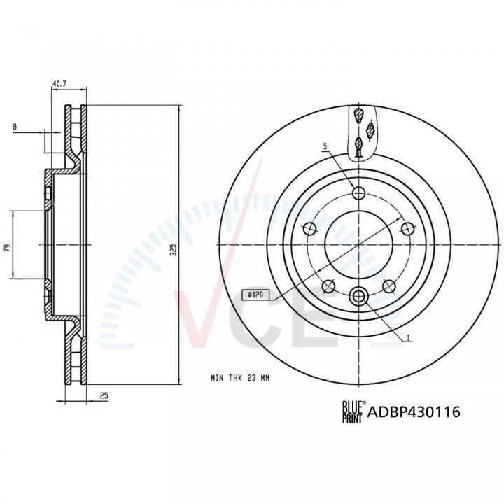 Гальмівний диск. land rover Blue Print ADBP430116 (фото 1)