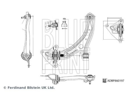 Рычаг подвески (передний) (L) Honda Insight/Jazz III 08- Blue Print ADBP860197