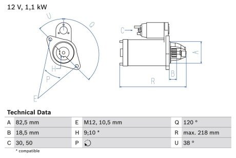 Стартер BOSCH 0 986 016 280