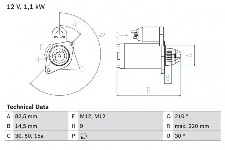 Стартер BOSCH 0986016330 (фото 1)