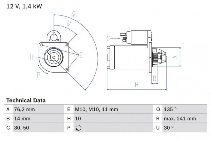 Стартер BOSCH 0986016470 (фото 1)