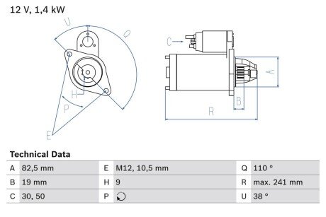 Стартер BOSCH 0 986 016 890