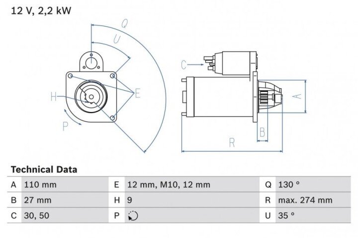 Стартер BOSCH 0986017490 (фото 1)