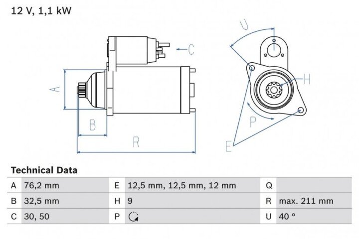 Стартер BOSCH 0986017830 (фото 1)