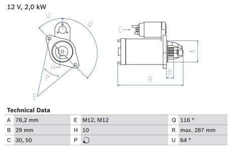 Стартер BOSCH 0 986 018 020