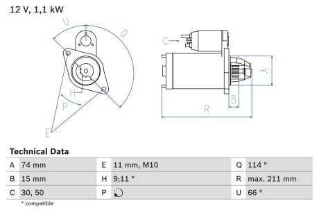 Стартер BOSCH 0 986 018 480