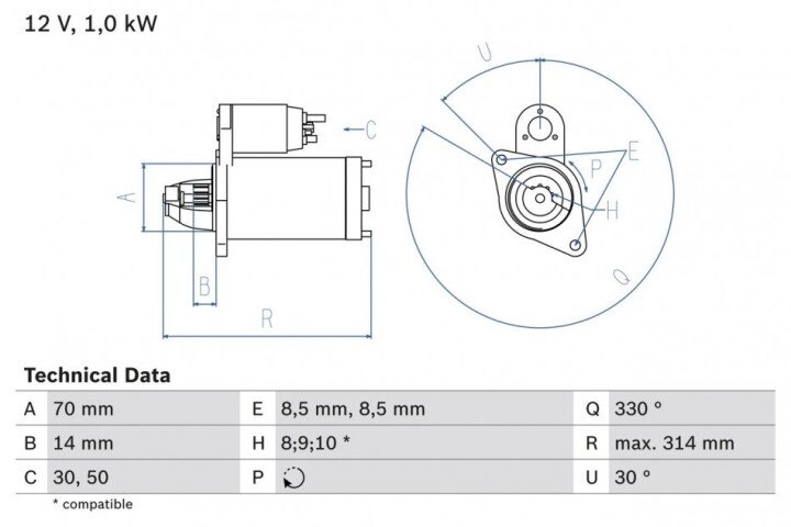 Стартер BOSCH 0986018570 (фото 1)