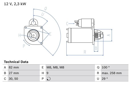 Стартер BOSCH 0986018950