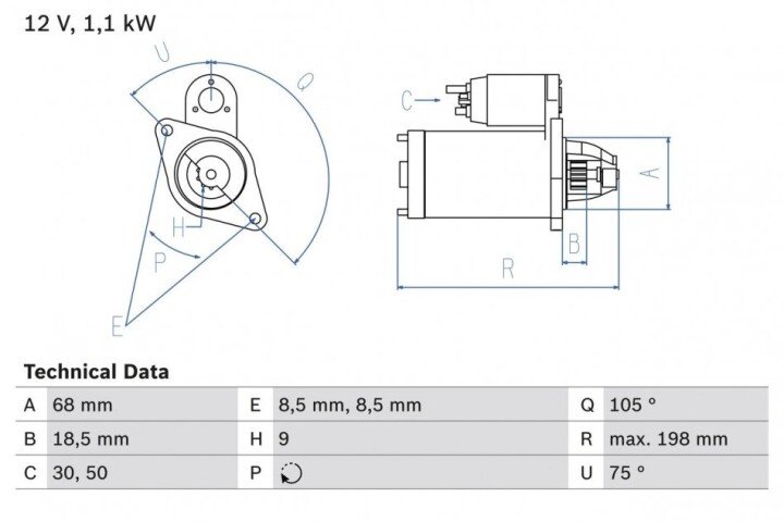 Стартер BOSCH 0986019870 (фото 1)