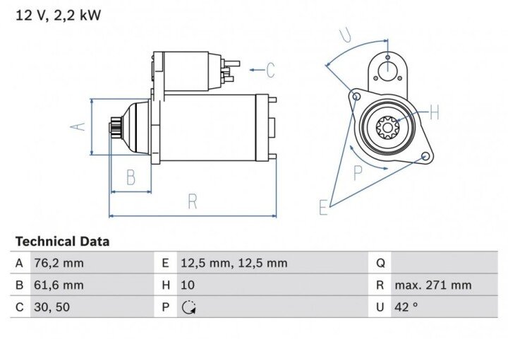 Стартер BOSCH 0986020270 (фото 1)